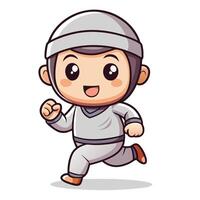 cartoon character running in a white suit vector