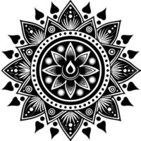 a black and white design with flower in the center vector