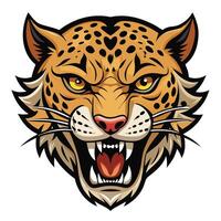 the head of a jaguar shown with its mouth open vector