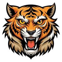 the head of a tiger is shown with mouth open vector