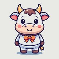 cartoon cow with bow tie and white shirt vector