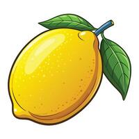 a lemon with leaves on it vector