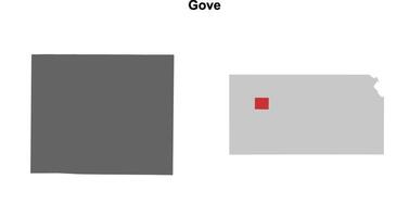 Gove County, Kansas blank outline map set vector