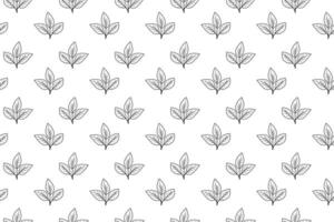 Elegant minimalist leaf pattern. Simple black line art on white background creates a clean, versatile design ideal for textile prints, website backgrounds, or branding elements. vector