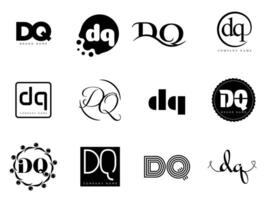 DQ logo company template. Letter d and q logotype. Set different classic serif lettering and modern bold text with design elements. Initial font typography. vector