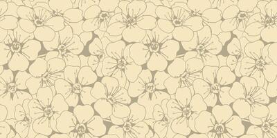 Elegant floral seamless pattern. Delicate beige blossoms create a calming, romantic background ideal for websites, textiles, or packaging. vector