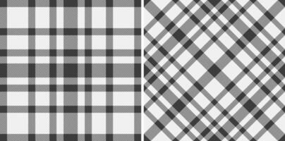 Plaid seamless of check fabric texture with a tartan textile background pattern. Set in monochrome colors for graphic design detailed editable swatch. vector