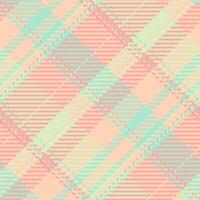 Soft pastel plaid pattern. Diagonal lines in peach, mint, and cream create a gentle, feminine texture ideal for backgrounds, textiles, or branding. vector