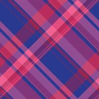 Vibrant diagonal plaid pattern in shades of pink, purple, and blue. Perfect for textile design, fashion, websites, or branding. This dynamic geometric texture evokes feelings of energy and style. vector