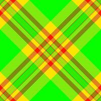 Vibrant lime green, yellow, and red plaid pattern. Perfect for textile design, website backgrounds, or playful branding. This bold, geometric design evokes energy and optimism. vector