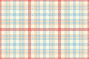 Soft pastel plaid pattern in calming peach, light blue, and cream tones. Perfect for textile design, packaging, or website backgrounds. Evokes feelings of comfort, serenity, and gentle nostalgia. vector