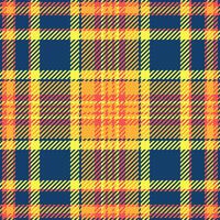 Gorgeous pattern fabric texture, bed plaid background. Illustration seamless tartan check textile in blue and amber colors. vector