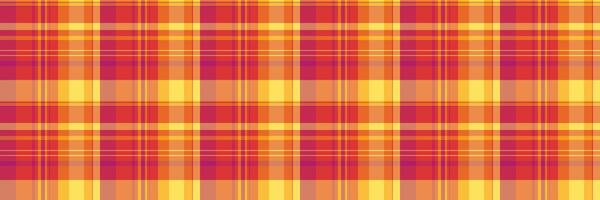Girly seamless tartan check, british plaid texture. Show textile pattern background fabric in red and orange colors. vector