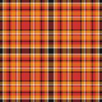 Choose seamless background pattern, warm plaid check texture. Patterned fabric tartan textile in red and orange colors. vector