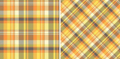 Texture tartan pattern of seamless plaid textile with a background fabric check. Set in happy colors. Pillow arrangement on bed. vector