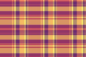 Household tartan seamless, genuine check background texture. Ethnicity plaid pattern textile fabric in orange and red colors. vector