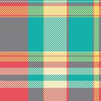 Fibrous texture check background, rich tartan seamless pattern. Graph fabric textile plaid in teal and red colors. vector