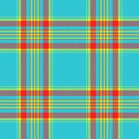 Difficult tartan textile texture, checked seamless background plaid. Choice pattern fabric check in cyan and red colors. vector