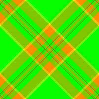 Vibrant green and orange plaid pattern. Perfect for textile design, website backgrounds, or playful branding. This bold, intersecting line design evokes energy and modern style. vector