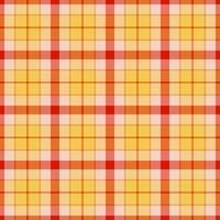 Back texture plaid seamless, print pattern check fabric. Handmade background textile tartan in amber and orange colors. vector