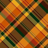 Apparel seamless tartan, fancy background pattern plaid. Irish textile check fabric texture in dark and orange colors. vector