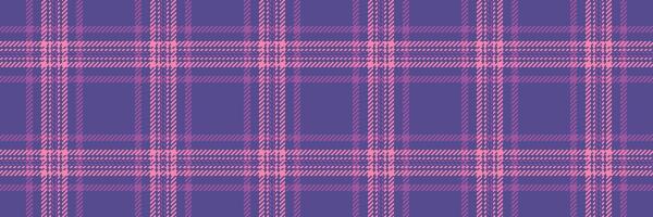 Direct fabric plaid , retro texture seamless pattern. Perfect check background textile tartan in indigo and pink colors. vector