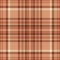 Stitch seamless fabric, quilted textile check tartan. Geometric background texture pattern plaid in orange and red colors. vector