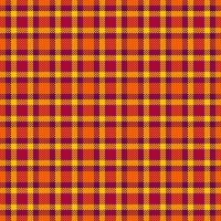 Vichy textile check tartan, blanket fabric seamless plaid. Real background texture pattern in golden poppy and pink colors. vector