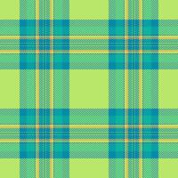 Inspiration fabric background seamless, fashioned texture plaid textile. Customized tartan check pattern in green and cyan colors. vector