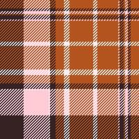 Checked textile fabric seamless, sensual pattern texture. Best check tartan background plaid in orange and dark colors. vector