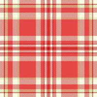 Vibrant red and cream plaid pattern. Perfect for textile design, fashion, and website backgrounds. This seamless texture evokes warmth and tradition, ideal for autumnal or holiday projects. vector