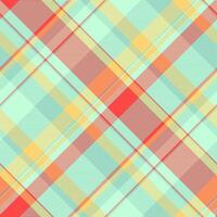 Sixties textile tartan, quality texture check pattern. Periodic fabric plaid seamless background in light and amber colors. vector