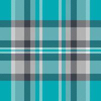 Vibrant teal, gray, and white plaid pattern. Perfect for textile design, apparel, website backgrounds, or any project needing a stylish and modern geometric texture. vector