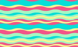 Vibrant wavy stripes in pastel pink, yellow, and teal create a cheerful, playful background perfect for summer designs, websites, or textile prints. vector