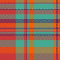 Vibrant plaid pattern in teal, orange, and muted tones. Ideal for textile design, fashion, home decor, and website backgrounds. This bold, geometric texture evokes a sense of warmth and style. vector