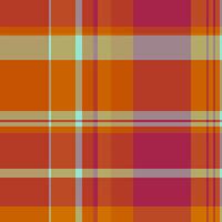 Tablecloth fabric tartan pattern, pretty texture check plaid. Outline background textile seamless in red and orange colors. vector