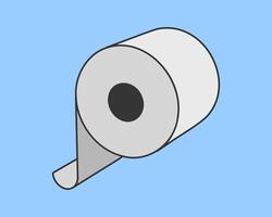 Simple illustration of a roll of toilet paper against a light blue background. Perfect for hygiene, cleanliness, and household concepts. vector