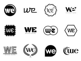 WE logo company template. Letter w and e logotype. Set different classic serif lettering and modern bold text with design elements. Initial font typography. vector