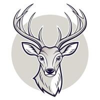 a deer head with horns on it white background vector