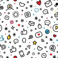 social media icons and symbols on white background vector