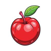 red apple with a leaf on it vector