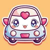 a cute car sticker with a heart on the front vector