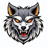 the head of wolf with red eyes vector