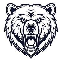 the head of a bear is shown in a black and white design vector