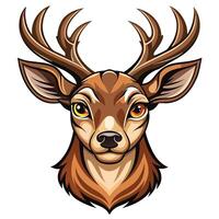 a deer head with big horns on it vector