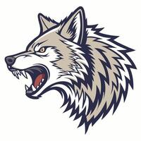 the head of wolf with its mouth open vector