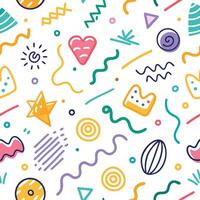 seamless pattern , colorful shapes lines white background vector