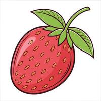 a strawberry with leaves on it is shown vector