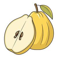a pear with a slice cut out of it vector