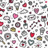 valentine's day seamless pattern with hearts other items vector